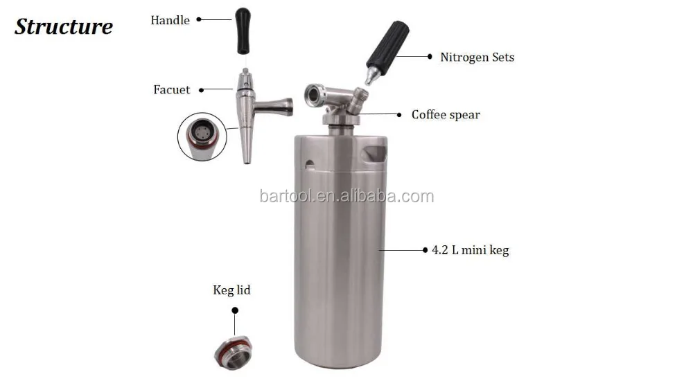 5L Nitro Cold Brew Coffee Keg with Nitrogen Gas