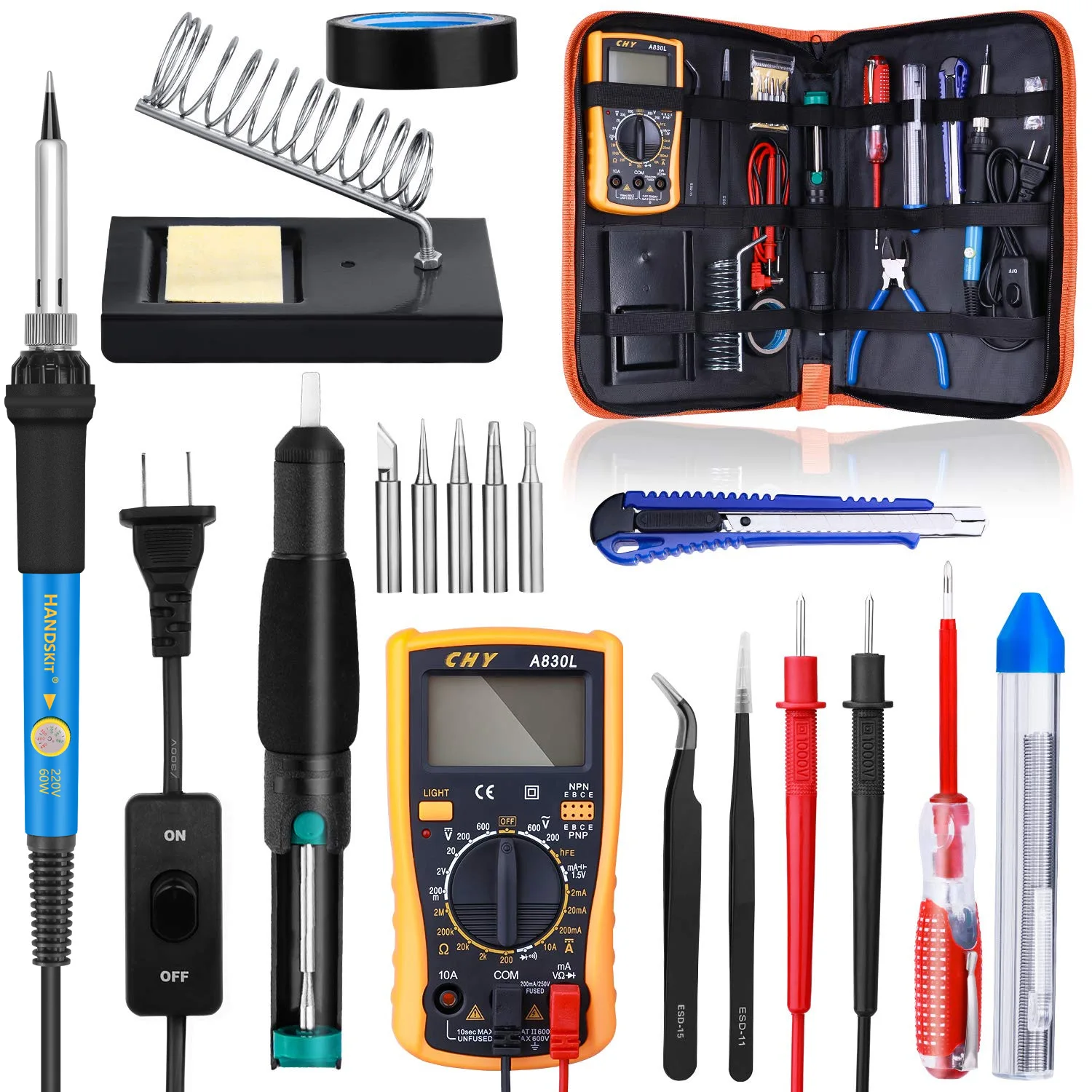 Electronic Repair Tool Kit  Electric Soldering Iron Digital Multimeter Desoldering Pump DIY Electric Soldering Iron Kit