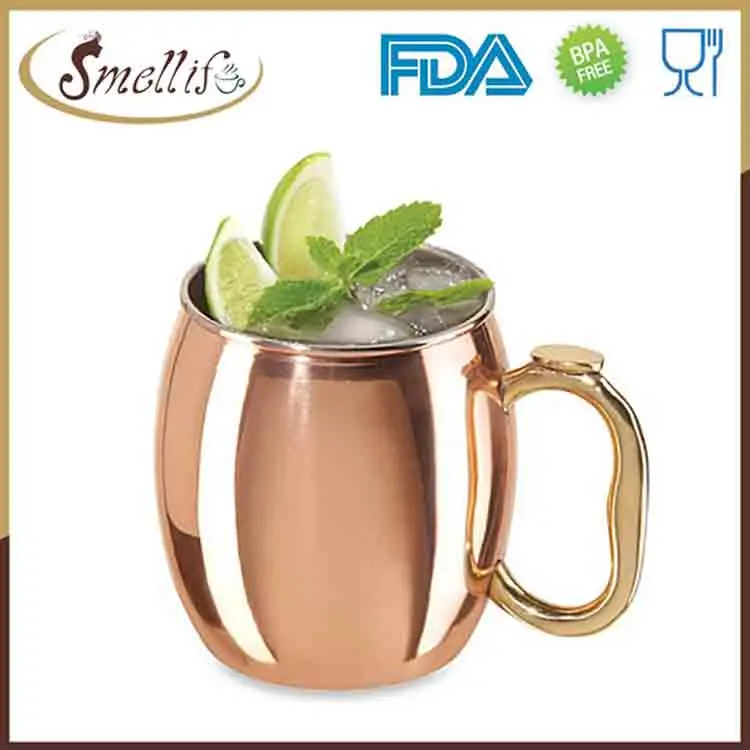 500ml hammered stainless steel antique custom Moscow Mule solid copper beer cocktail mugs with handle