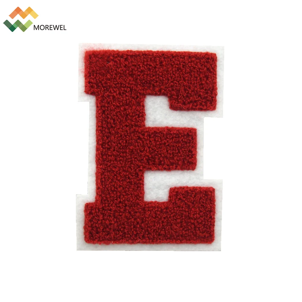 Wholesale 3D chenille patch towel embroidered patches letters applique for sweater