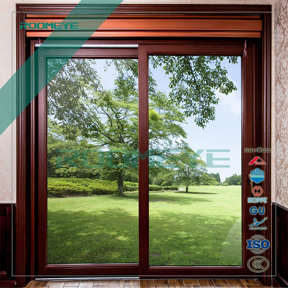 Aluminum wood sliding door with thermal break
