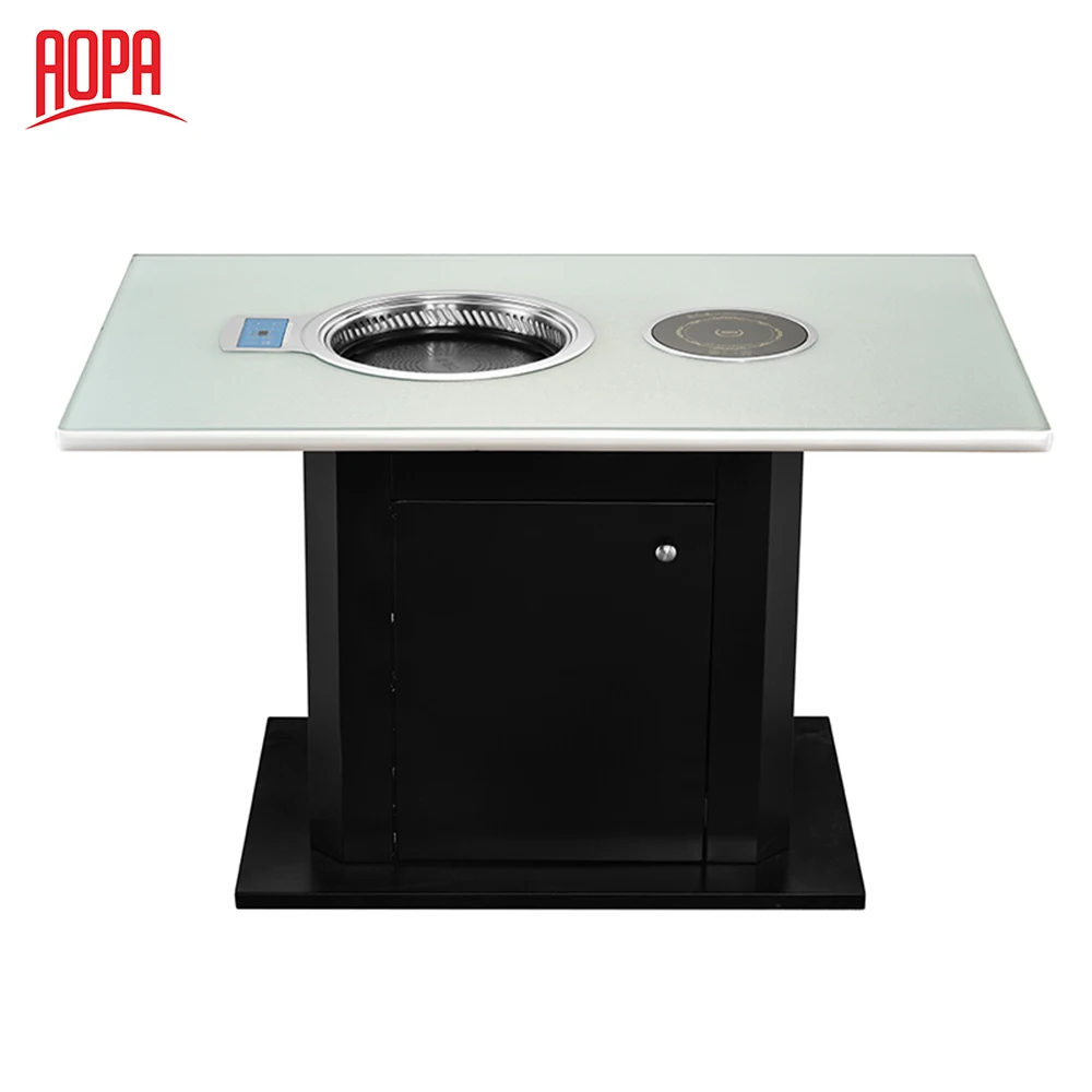 AOPA korean barbecue smokeless grill table for restaurants