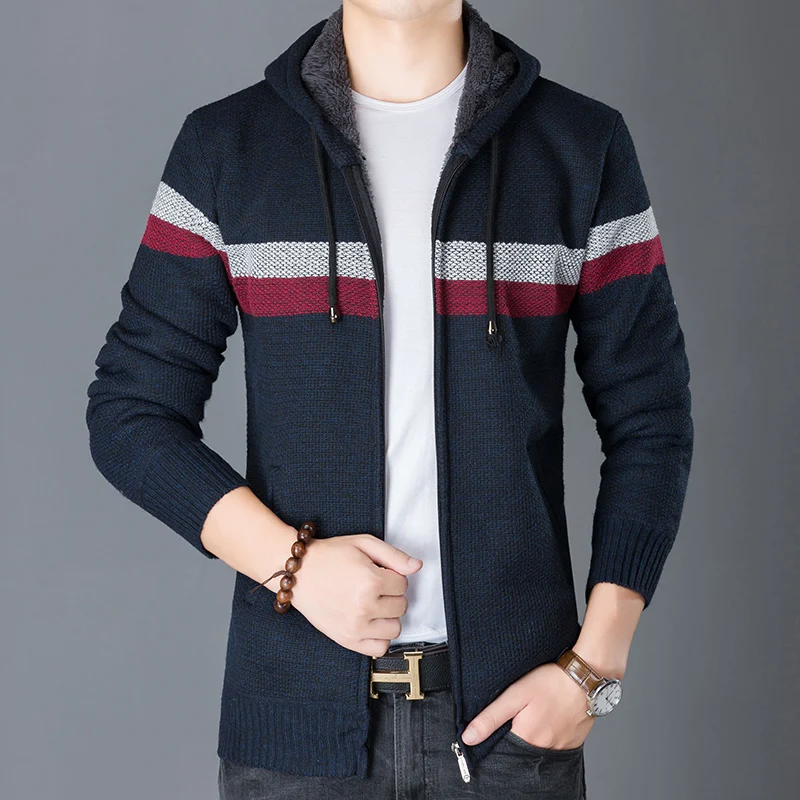 
winter fashion hooded classic zipper man thick knitted cardigan 