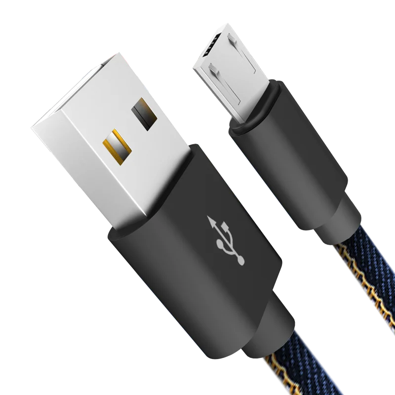 
High Quality XYZ link 1M/3FT Blue 2.4A Fast Charging Denim USB Cable for iPhone 