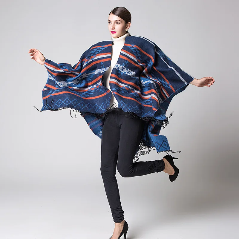 Wholesale Small Order Stock Acrylic Women Winter Pashmina Ruana Shawl