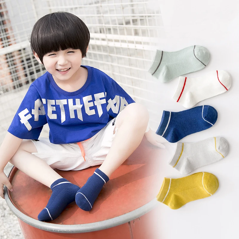 2019 high quality 100% cotton colorful boys girls anklet sport school Socks for children