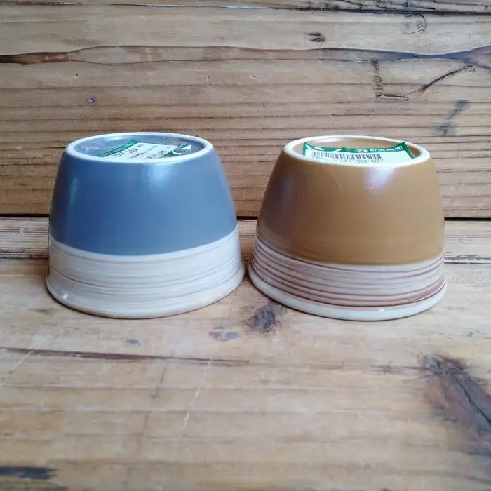 Japanese bowl ceramic matt color with wood painting cereal bowl ceramic microwave and dishwasher safe