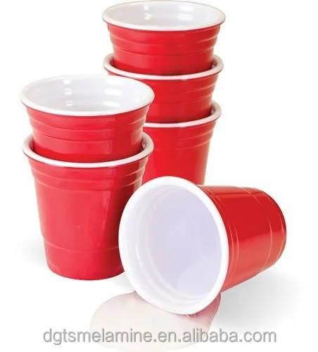 
 Двойная стена, 16 унций, небьющаяся, Штабелируемая, питьевая, меламиновая красная чашка для вечеринки в пиво-понг  