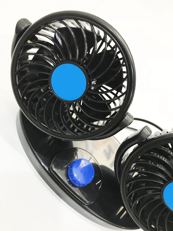 DC 12V Or 24V Double Head Fan Car Cooling Fan With Plastic Leaves (BT CF07)