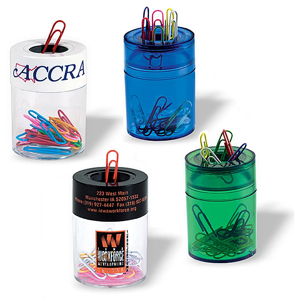 
Promotion gift ABS plastic transparent circle column cylinder design built in magnet ring document office desktop file clip box 