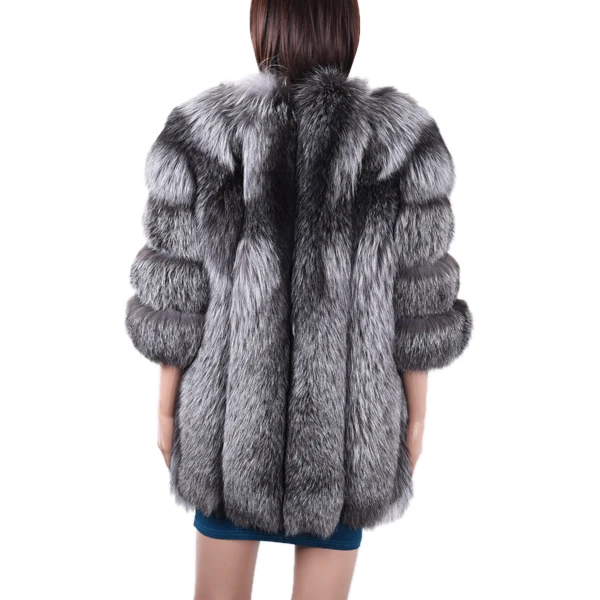 Women silver fox fur coat/winter warm fur coat/fox fur coat for women KZ160039