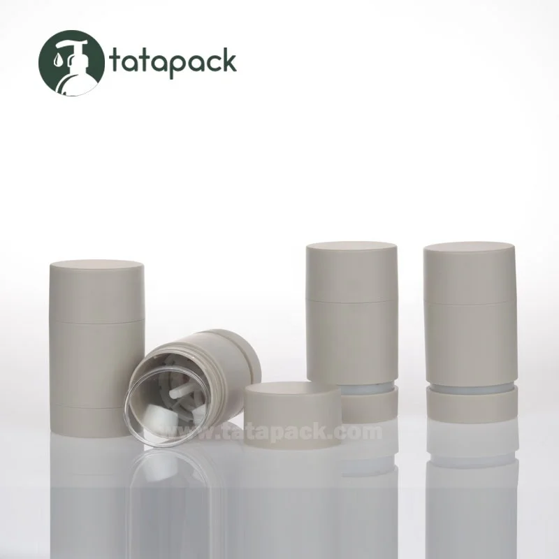 Matte Gray Plastic 50g Round Deodorant Container Eco Friendly 1.69oz Deodorant Containers for Shampoo In Solid, Sunscreen Stick