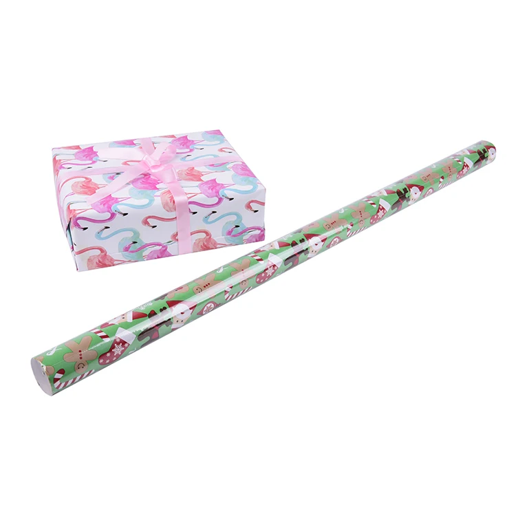 Professional Custom Luxury Fancy Design Christmas Theme Green Printing Gift Wrapping Paper