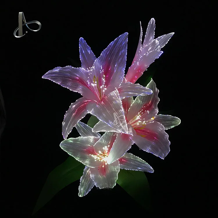 Цветок из шелкового волокна ручной работы, разноцветный цветок из оптического волокна