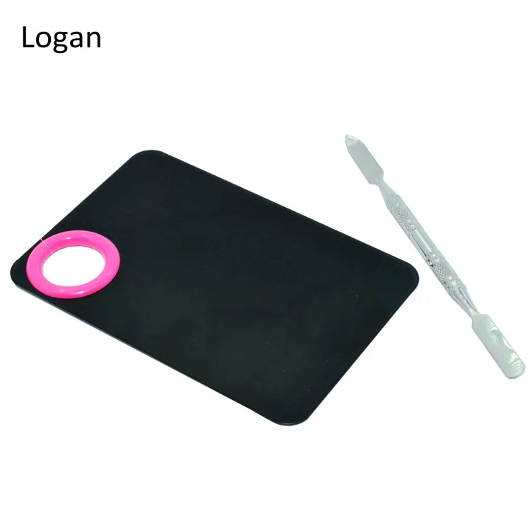 New arrival square cosmetic palette with spatula stainless steel makeup mixing palette set