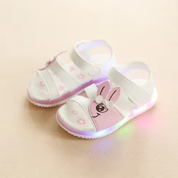 Детские сандалии со светодиодами, новинка, летняя детская светящаяся обувь, детские сандалии