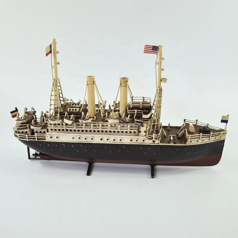 1915 German Tin Tuna Boat Model Ship Model Sailboat 1:20 Scale Window Decoration Props Retro Craft