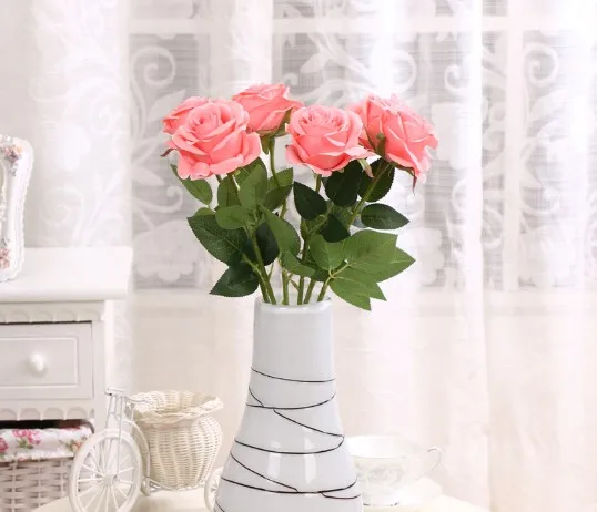 FC2004 Factory supplied single silk fabric artificial rose flowers for sale
