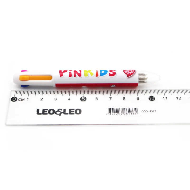 Promotion heat transfer mini short multicolor pen cute 4 color inks ball pen with full color printing highlighter