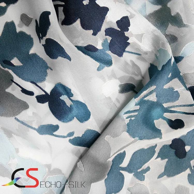 Custom design printing silk rayon opal burnout and printing fabric