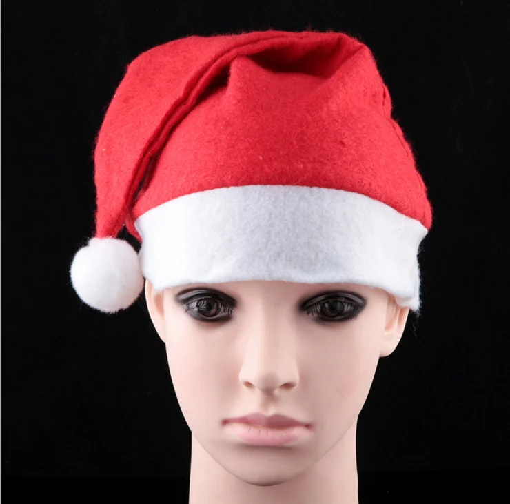 Красный цвет Рождественские украшения дешевые коралловый флис Рождество шляпа
