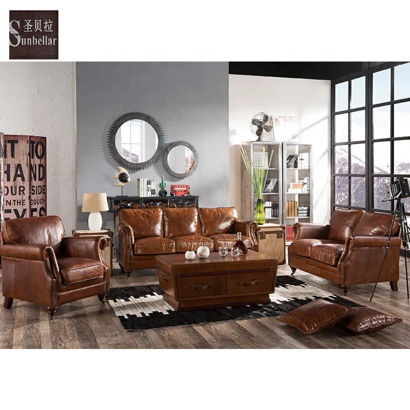 Sunbellar sofa set designs with price vintage leather sofa for sale sitting room hotel living room sofa antique leather
