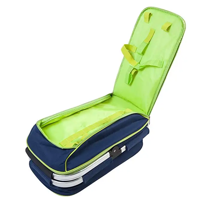 Family Size Insulated Folding Collapsible Picnic Basket Cooler with Sewn in Frame