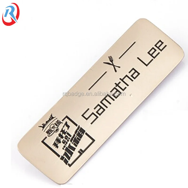 custom own metal crafts fashion silver plating brand name plate/lapel pin