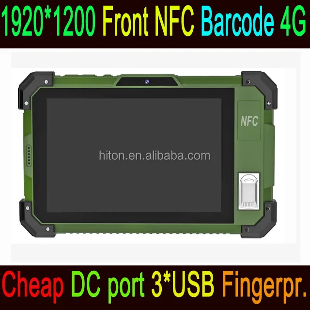 Дешевые 7 дюймов сканер отпечатков пальцев передней NFC полу прочный мобильных вычислений с DC порт и 3 * Micro USB порт