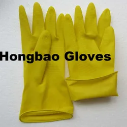 55g kitchen waterproof colored rubber yellow latex gloves manufacturer in CHINA  car wash dish washing gloves cheap hand gloves
