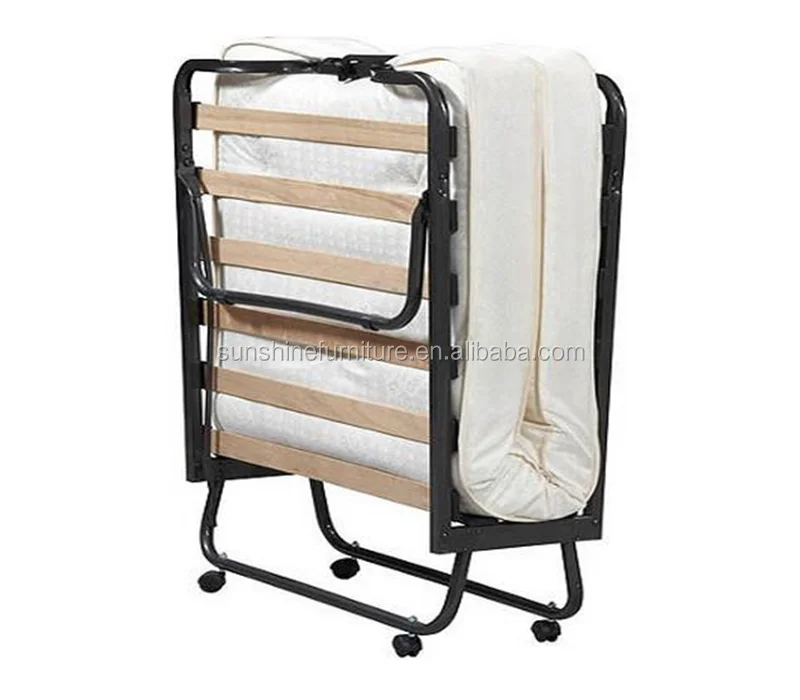 
modren cheap single folding metal bed with wheels 