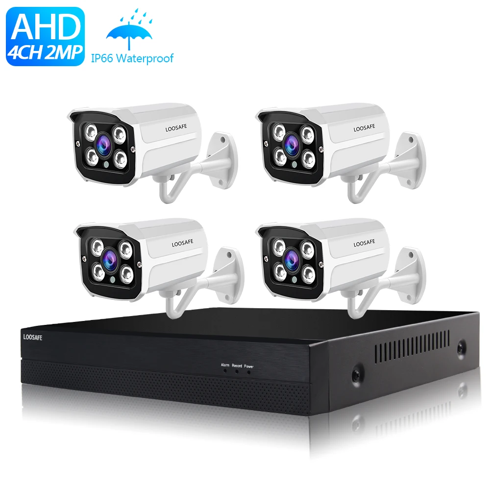 LOOSAFE CCTV 4CH1080P AHD Kit P2P camera analog  H. 264 DVR Video surveillance camera system Waterproof Outdoor