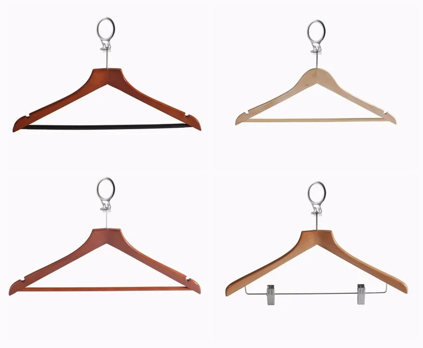 F6623N high quality natural color Anti theft wooden hotel hangers