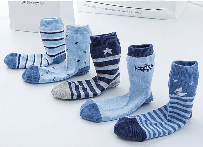 
New Plain Stripe Tube Cotton Kids Boy Socks 