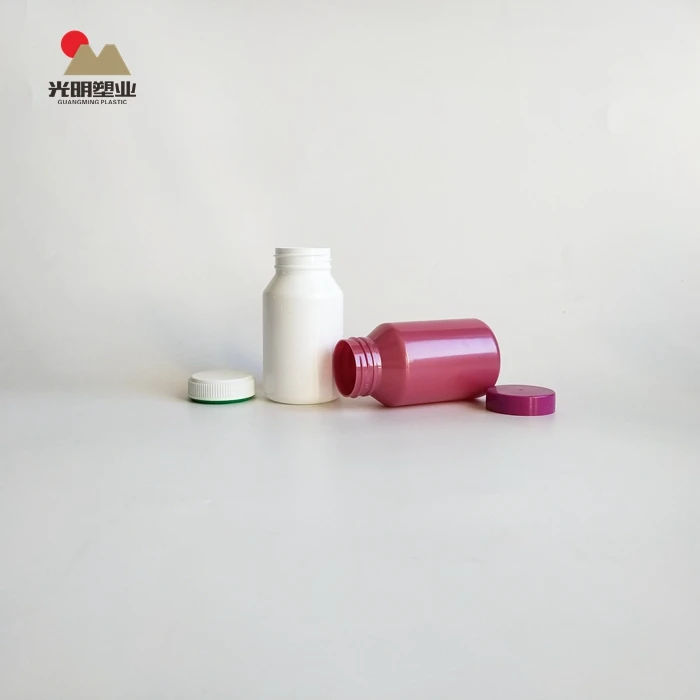 Empty medicine 120ml pill white and pink  plastic vitamin bottle PET bottle