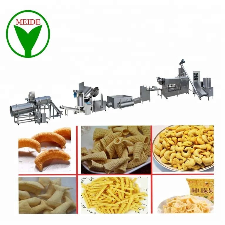 
Fried wheat corn flour salad bugles chip snack making machinery line 