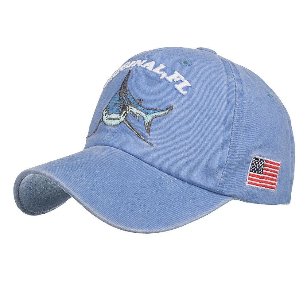 New Fashion Custom Outdoor Sports Gorras Embroidery Aninimal Shark Sunshade Dad Trucker Hat Basehball  Cap For Summer