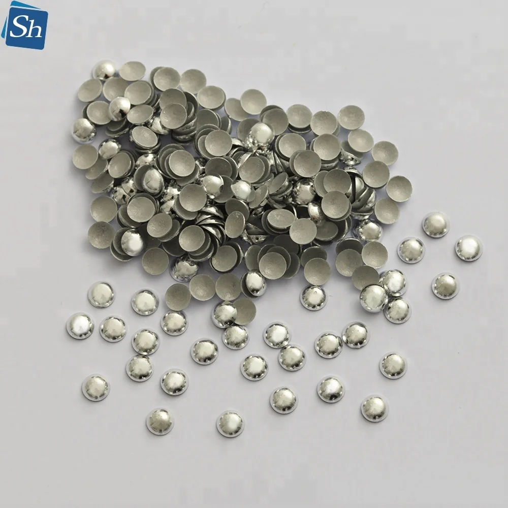 From 2MM To 8MM wholesale Silver Color Hot Fix Half Round Aluminium Dome Studs Iron On Transfer Material Metal Studs