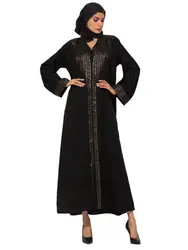 A3438 Jalabiya for ladies abaya models dubai Kaftan Black open muslim cardigan Kimono