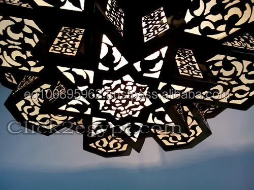 B209 Three Tiers Brass Moroccan Flush Ceiling Fixture / Pendant Star Chandelier