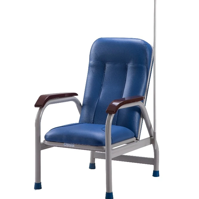 Medical Hospital Single Metal Iv Drip Infusion Chairs with Iv Pole with Basket