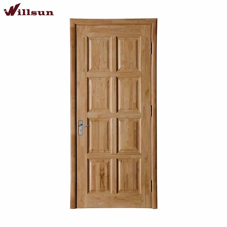 Solid lattice wood grid design solid wood door Indian kerala house interior door