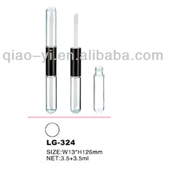 Wholesale Empty plastic double sided lipgloss bottle case clear tube for low MOQ