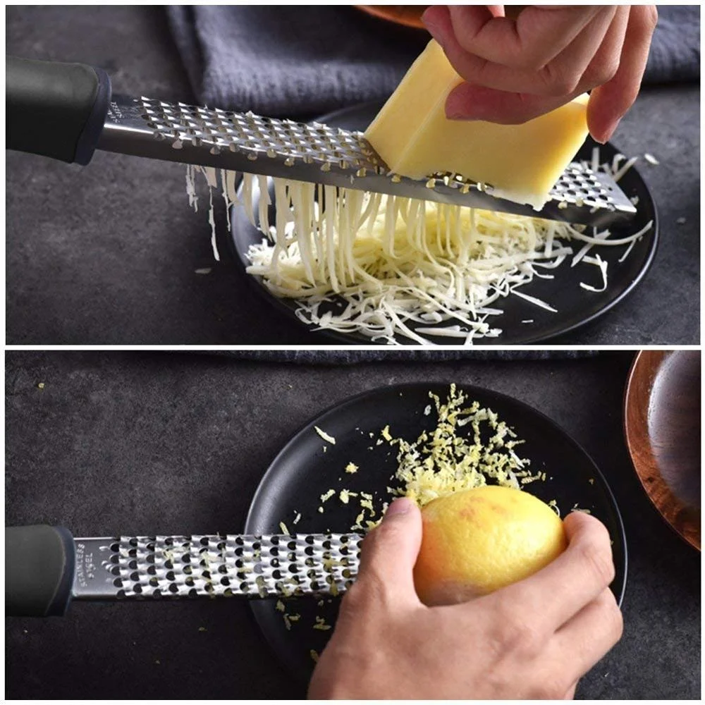 sharp Stainless Steel Citrus Lemon Zester & Cheese Grater Razor with Protective Cover, Dishwasher Safe