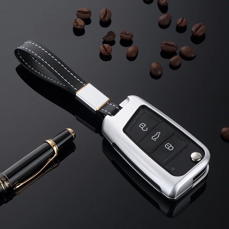 Silver Metal Alloy Case Cover Key Fob for hot Das Auto Octavia A7 VW Golf 7/GTI 7/Golf R R20/MK7 MKVII
