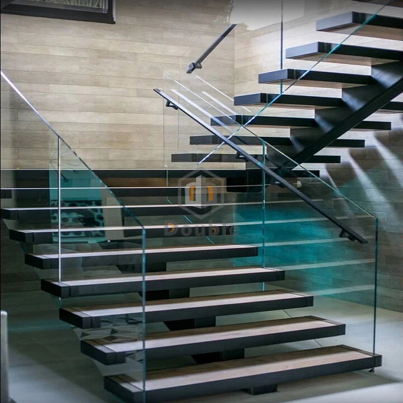 America Modern Staircase/ Villa Walnut Wood Cap Cover Glass Railing Staircase