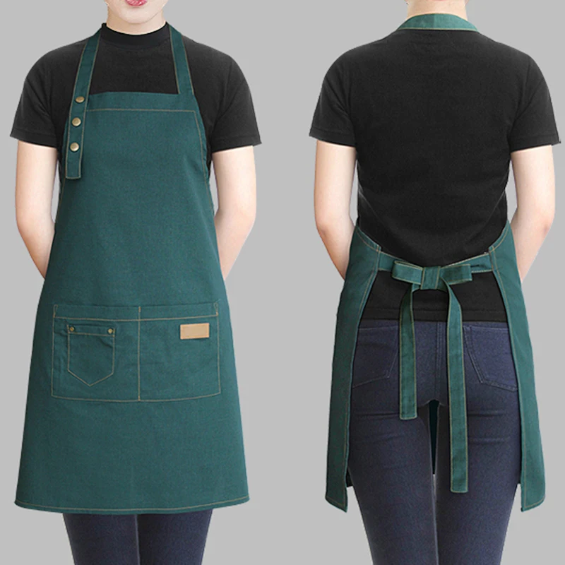 Hot sale hanging neck style kitchen apron cotton with adjustable button