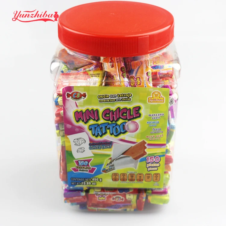 
4cm mini Bubble Gums with tattoo paper in jar 