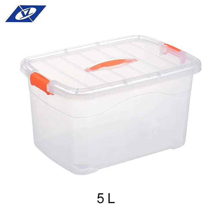 Eco Friendly office organizer bin 5L Transparent Clear Plastic Storage Box With Lock