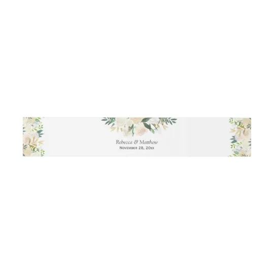 High quality printing Watercolor Ivory White Gold Floral Wedding Invitation Belly Band Envelope